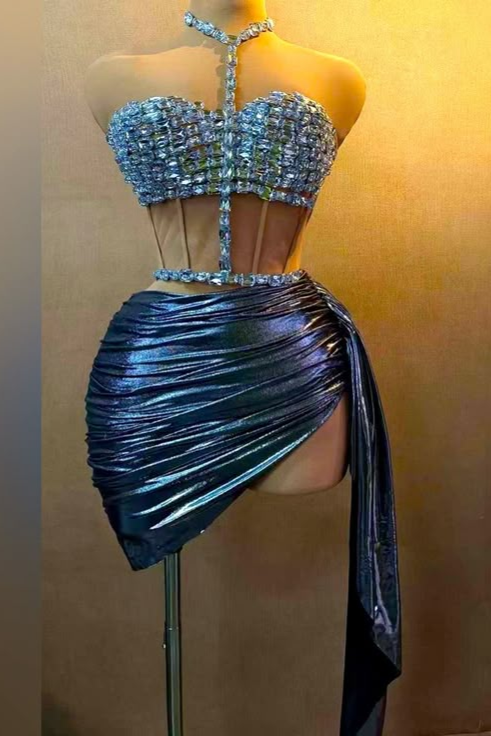 Oknass Halter Strapless Sleeveless Short Homecoming Dress With Beadings