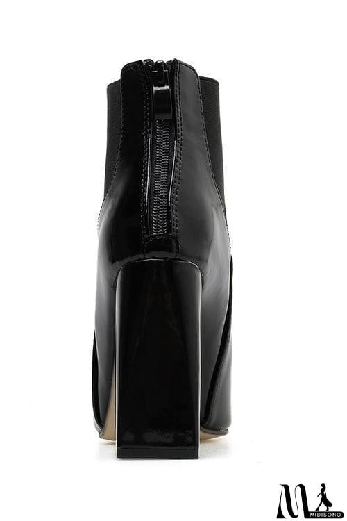 MidiSono - PU Pointed Toe High Heel Ankle Boots