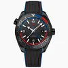 Omega Seamaster Planet Ocean 600M Deep Black Ceramic GMT Watch on Black Nylon Strap Super Clone
