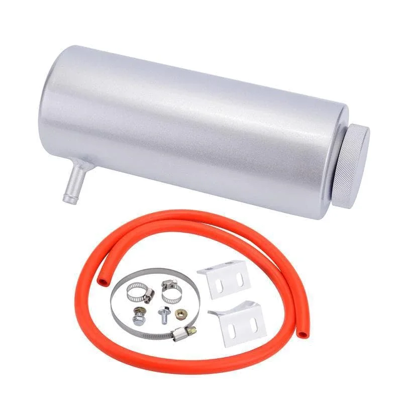 Garlaven Universal 800ML Aluminum Cylinder Radiator Overflow Reservoir Coolant Tank Can