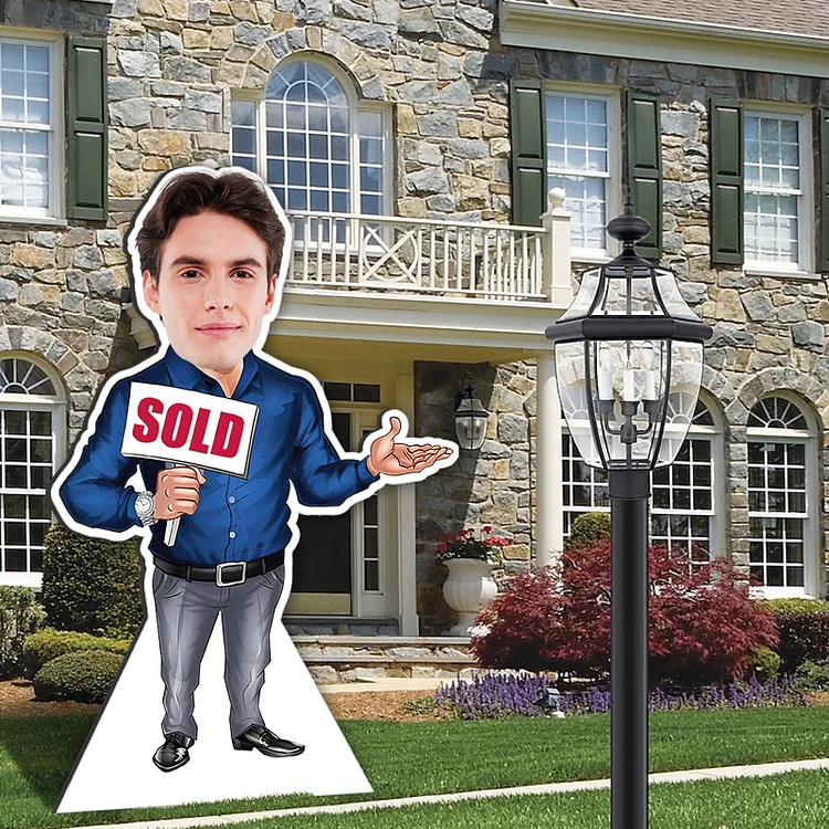 Personalized Sold Sign Cardboard Cutout Custom Funny Auction-Themed Standee with Your Face, Hilarious Gift for Friends, Party Decoration