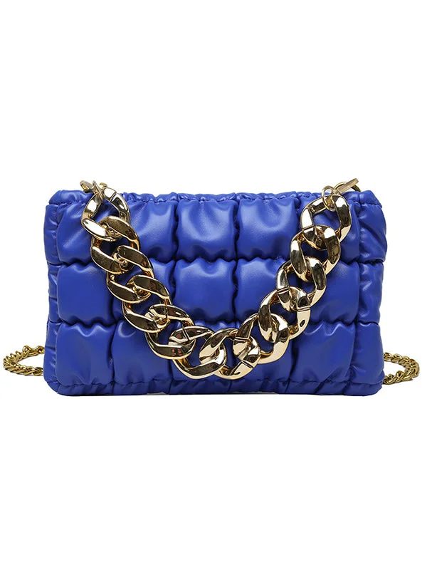 Chains Plaid Solid Color Crossbody Bags