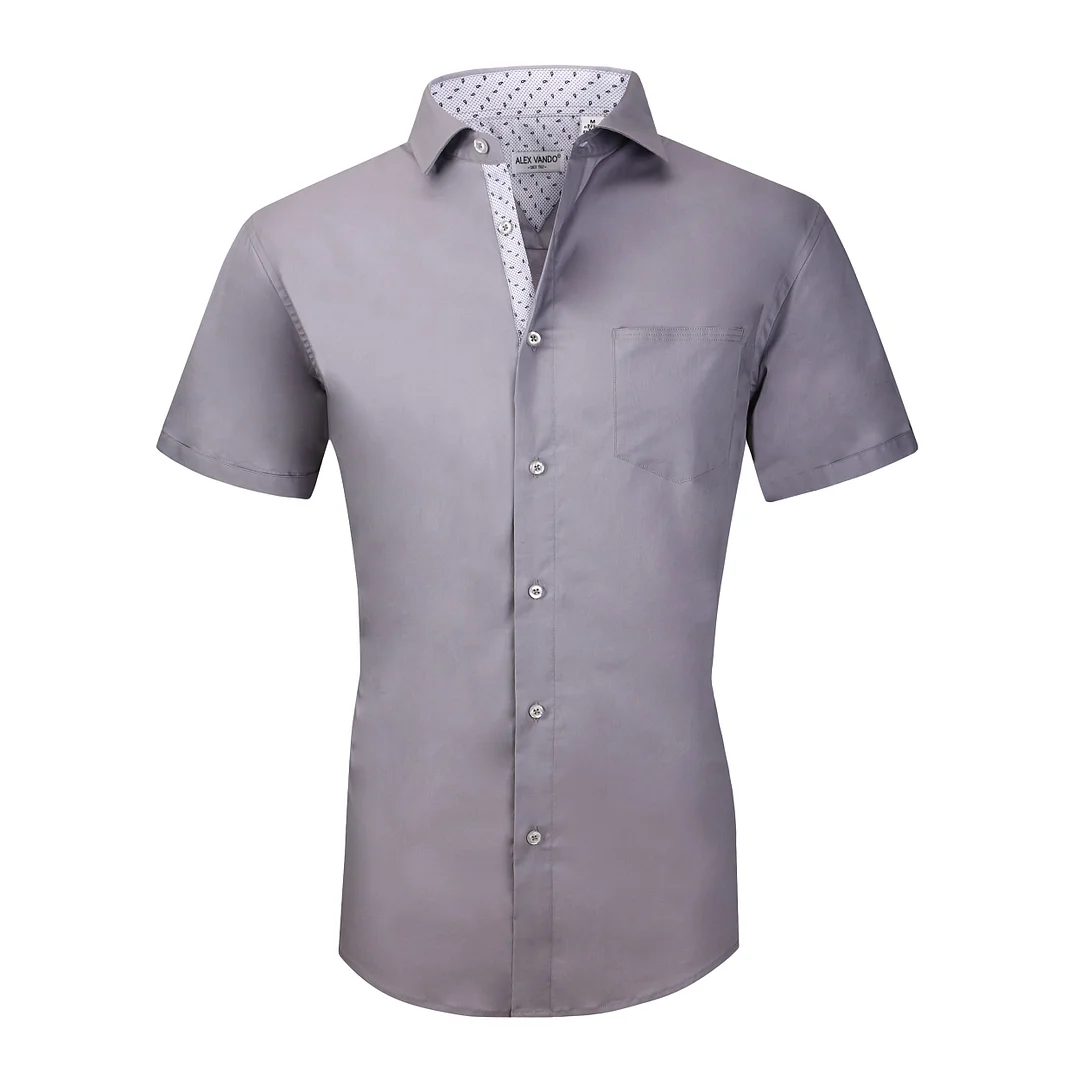 mens grey short sleeve dress shirt