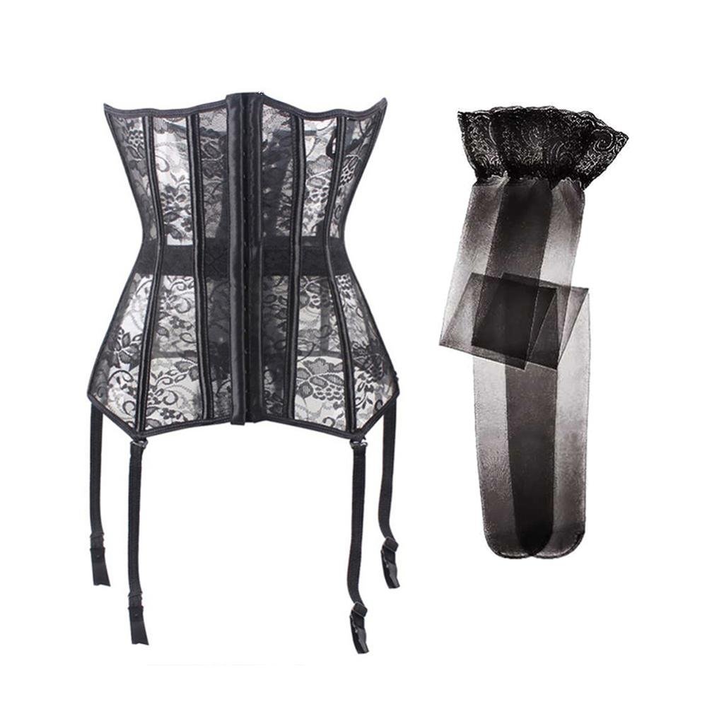 Varsbaby Sexy 2Pcs Body Shapers +Stockings Slim Waist Corsets Shapewear Waist Trainer Large Size S M L XL 2XL 3XL 4XL 5XL 6XL