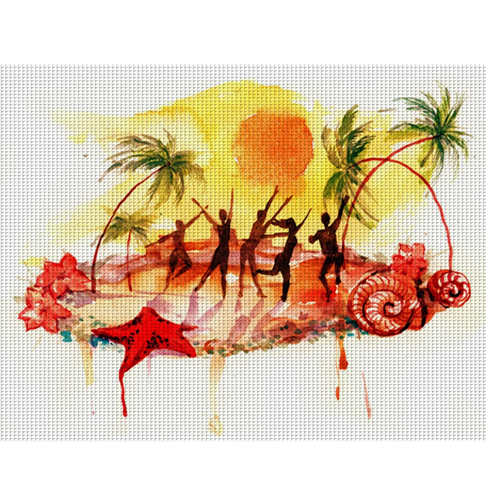 DIY Stamped Cross Stitch 14CT Full Embroidery 50*40cm - Silhouette Scenery