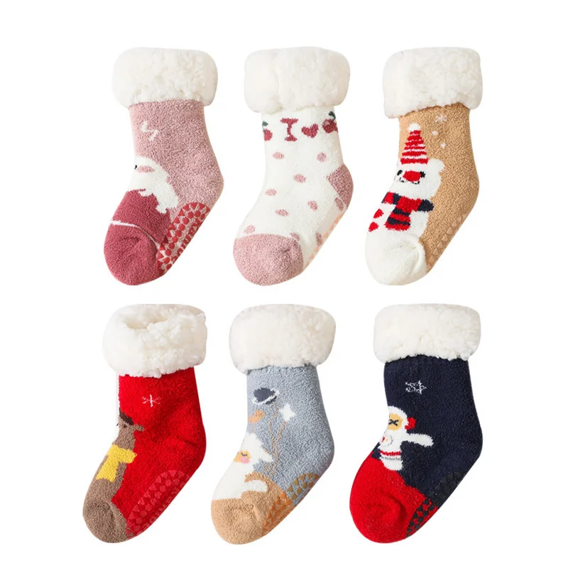 Letclo™ 2021 Autumn And Winter Toddlers Children Plus Velvet Thickened Anti-warm Slip Floor Socks letclo Letclo