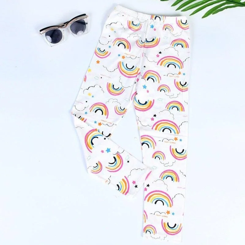 2-10Y Girls Leggings Kids Skinny Bottoms Spring Autumn Flower Print Pants Cute Pencil Pants Children Casual Trousers Girl Capris