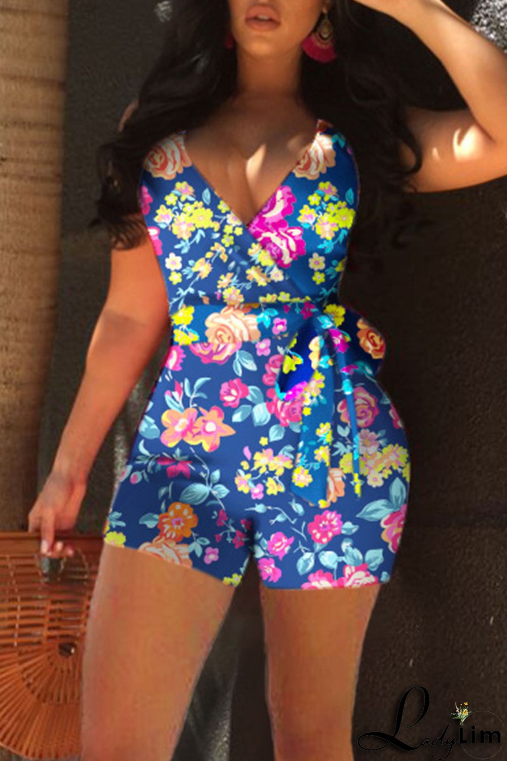 Black White Casual Print Patchwork Backless Regular Jumpsuits