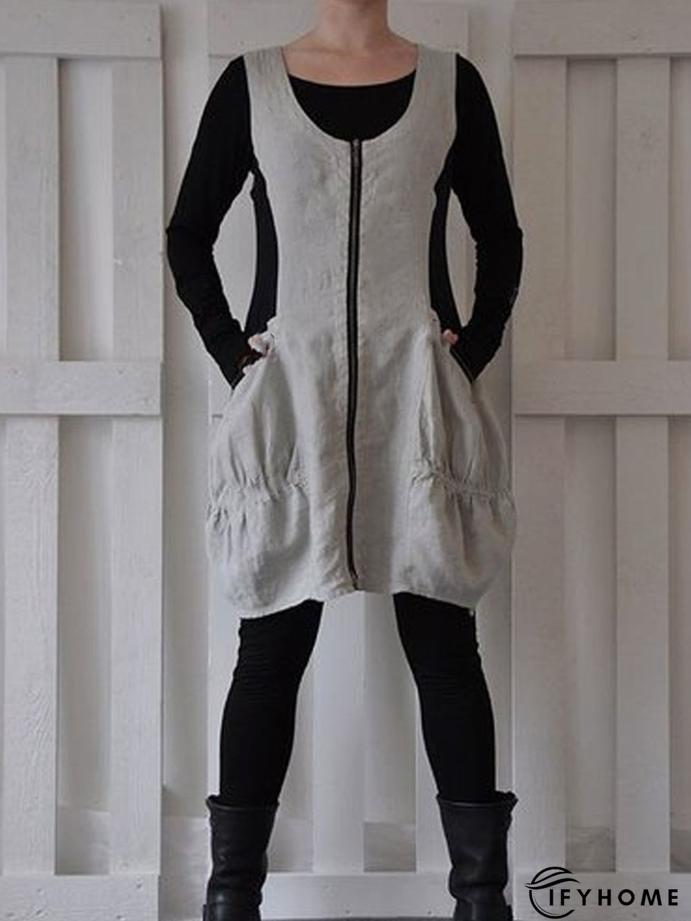 Cotton-Blend Sleeveless Weaving Dress | IFYHOME