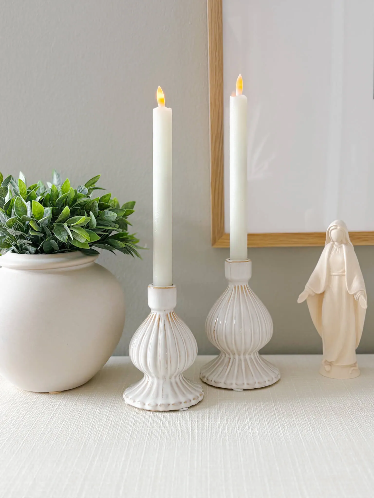Home Altar Taper Holders - Set of 2 - White