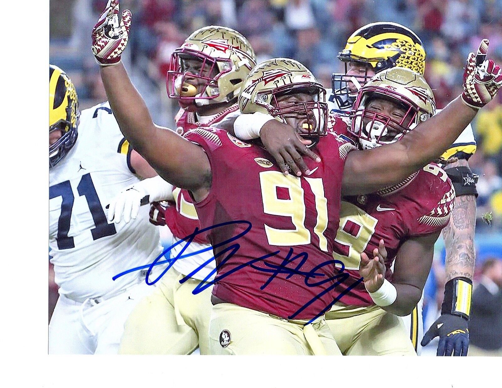 Derrick Nnadi Florida State hand signed autographed 8x10 football Photo Poster painting H