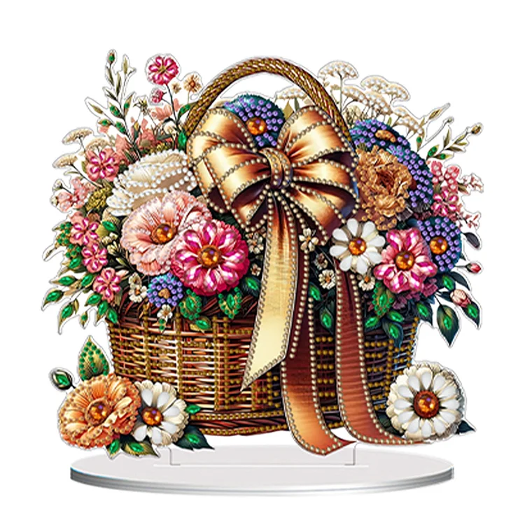 Double Side Special Shaped Flower Basket 5D DIY Diamond Art Tabletop Decorations