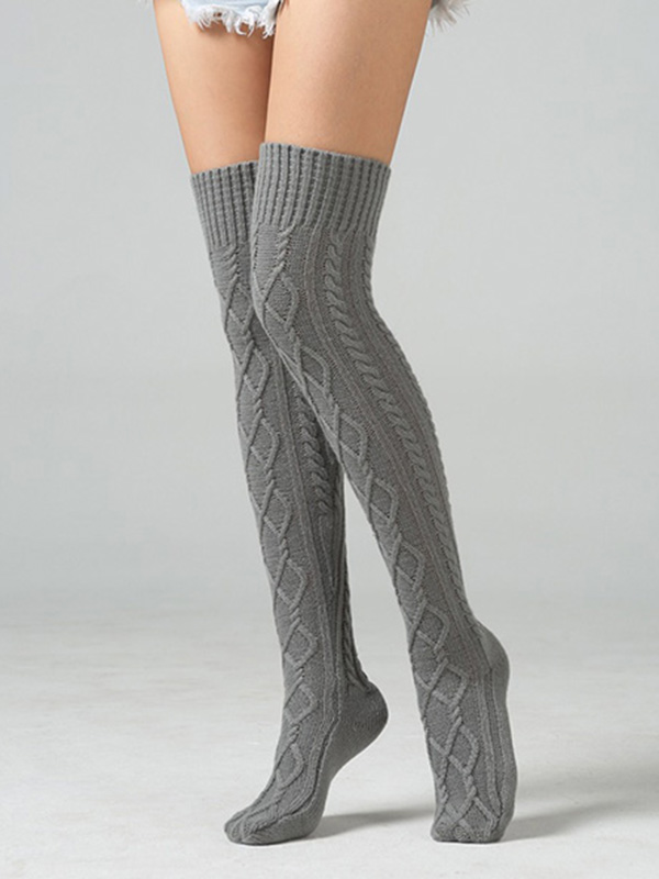 Knitting Over Knee-high 4 Colors Stocking