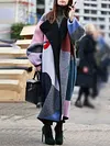 Casual Contrast Color Long Sleeves Coats