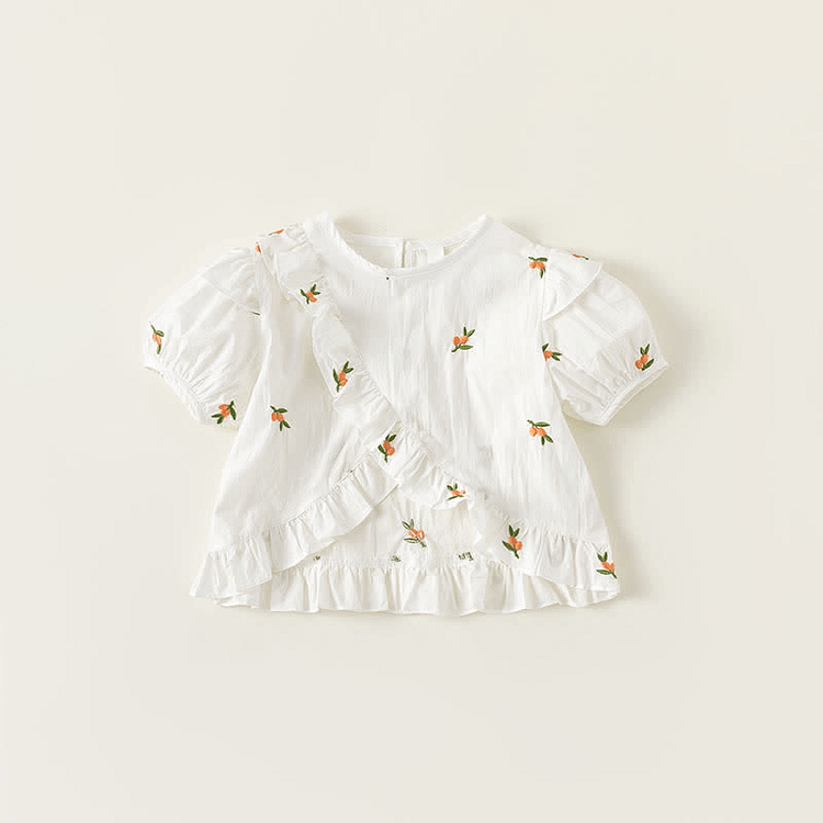 Toddler Girl Embroidered Flower Blouse