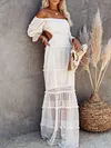 Irregular Clipping Off-The-Shoulder Maxi Dress