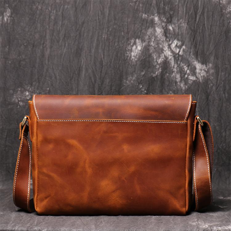 Vintage Style Mens Crazy Horse Leather Crossbody Bag Messenger Bag