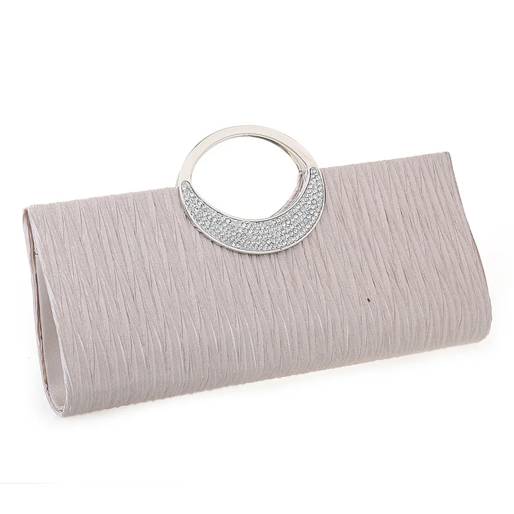 Women's pleated hand-carved evening bag with diamonds