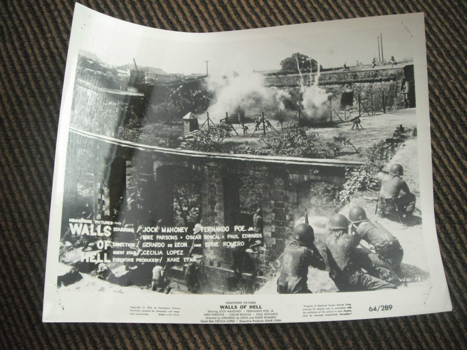 Walls of Hell 1964 B&W 8x10 Promo Photo Poster painting Original Lobby Card