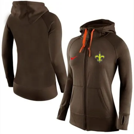 Women's  New Orleans Saints Full-Zip Performance Hoodie Brown