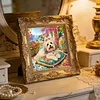Seaside Maltese Special Shaped 5D DIY Partial Drill Diamond Painting Kits for Adults Beginners Home Decor Diamond Dots Paintings Diamond Art Kit 11.81 x11.81inch