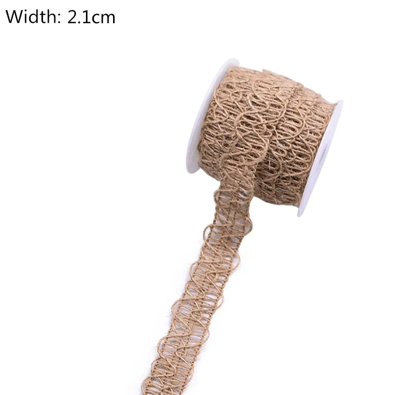 5Meter Natural Vintage Burlap Jute Ribbons Christmas Party Handwork Gift Wrapping DIY White Jute Ribbon Home Wedding Decoration