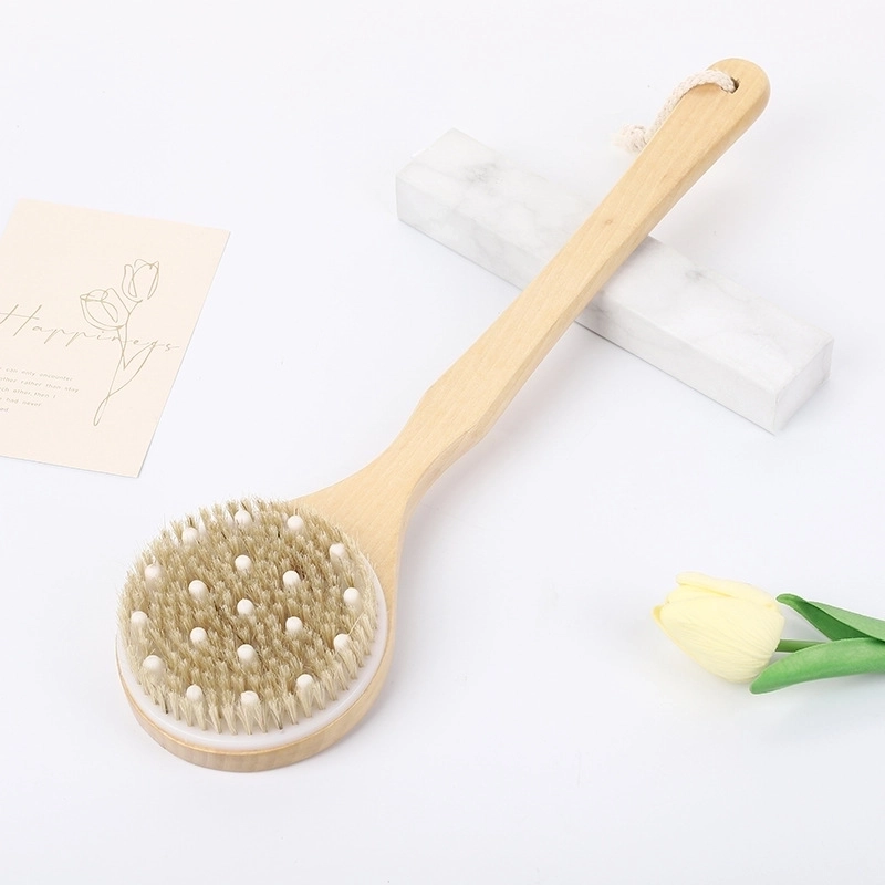 Retro Solid Color Wood Bath Brush/massage Brush 1 Piece