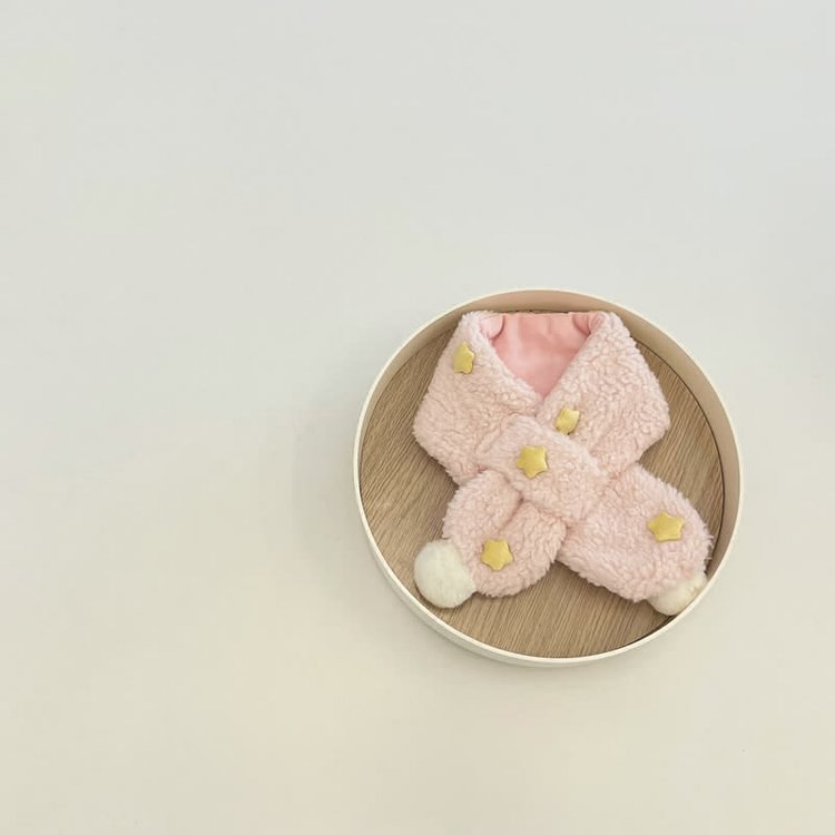 Cute Star Plush Pompom Crossing Scarf