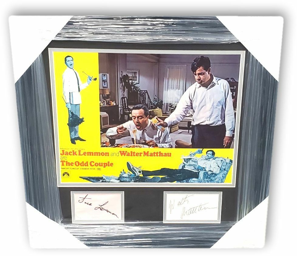 Jack Lemon Walter Matthau Signed Auto Cuts Framed 11x14 Photo Poster painting The Odd Couple BAS