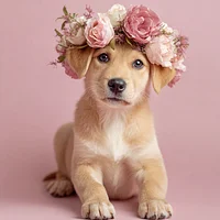 Floral Puppy - Diamond Painting
