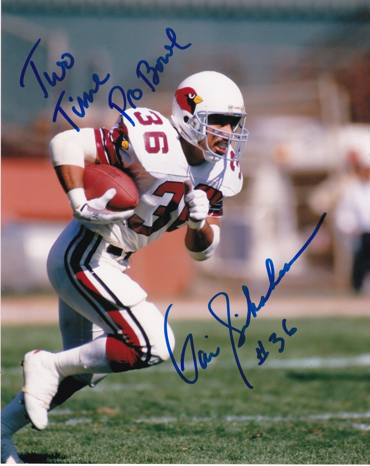 VIA SIKAHEMA ST. LOUIS CARDINALS TWO TIME PRO BOWL ACTION SIGNED 8x10