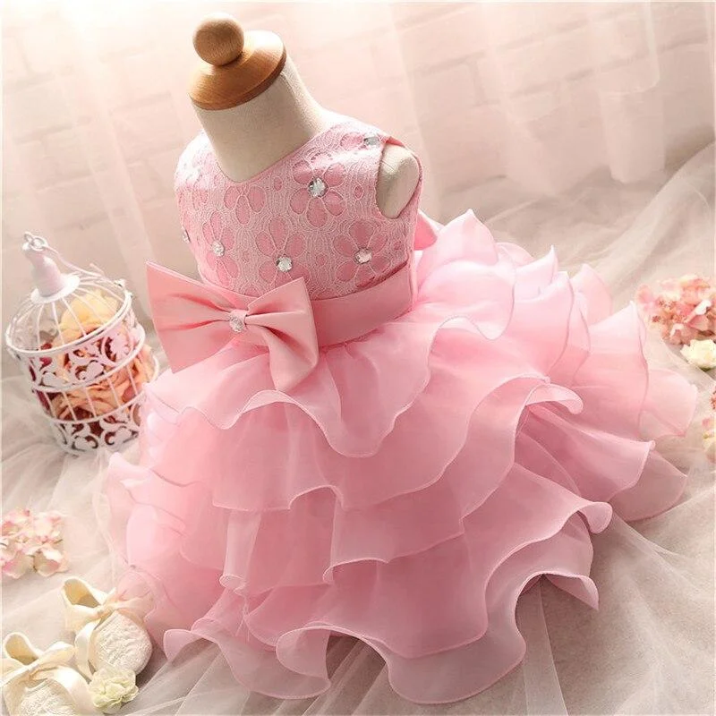 Summer Baby Girl Dress 1st Birthday Party Dress For Girl Princess Dresses Big Bow Infant Christening Clothes Toddler Girl Gown