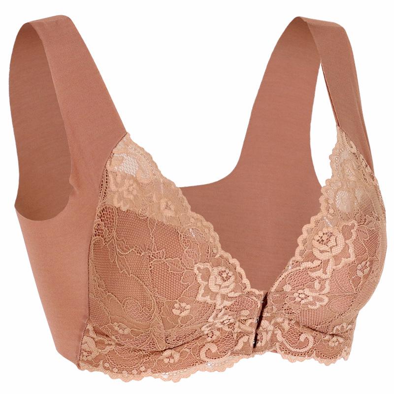  thdmladies Lace Front Closure Wireless Gather Brassiere Bralette thedmladies