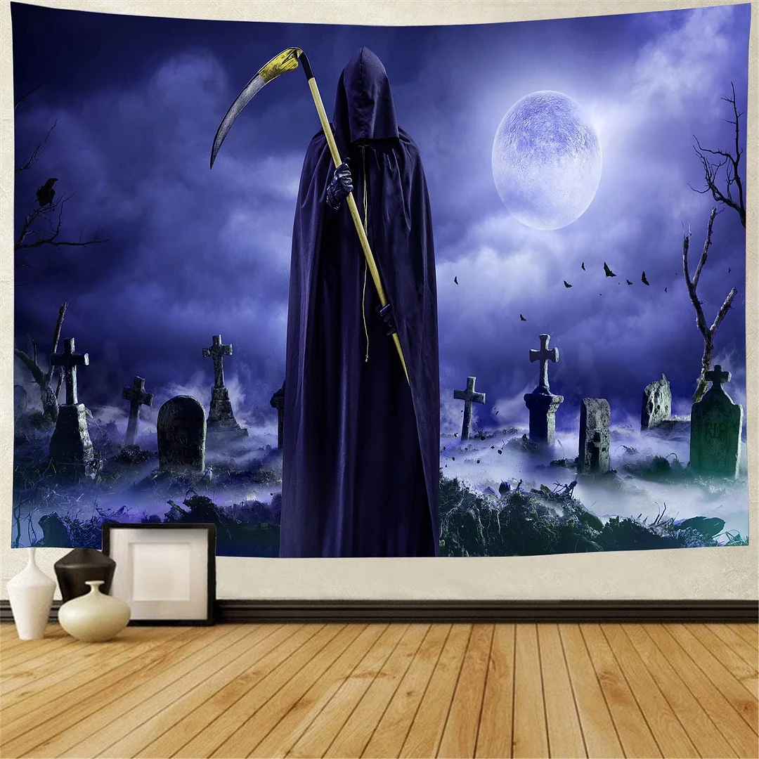Halloween Pumpkin Lamp Wall Hanging Tapestry Bohemia Hippie Magic Castle Ghost Wall Blanket Decor Horrible Devil Bedspread Mat