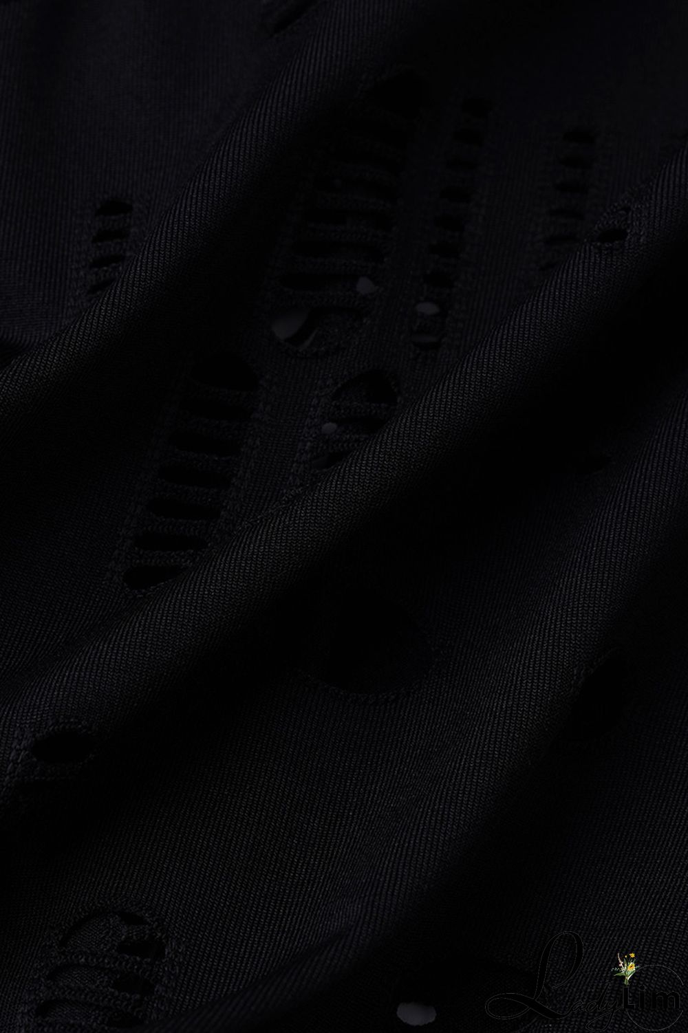 Black Fashion Sexy Solid Ripped Half A Turtleneck Long Sleeve Two Pieces