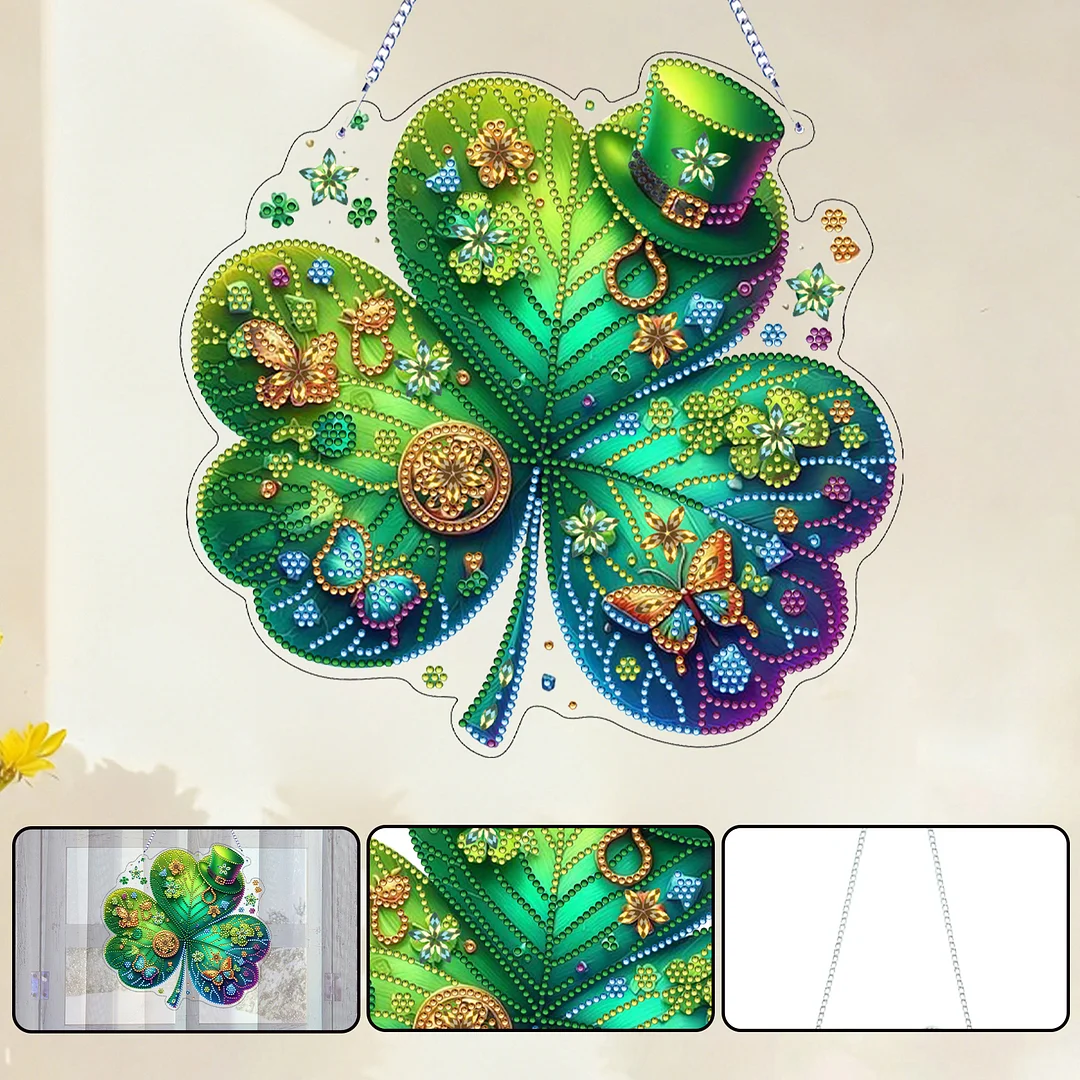 St. Patrick s Day 2 DIY 2D Flat Acrylic Diamond Painting Dots Pendant for Adults