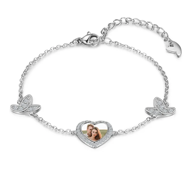 Personalized Butterfly Photo Bracelet for Her