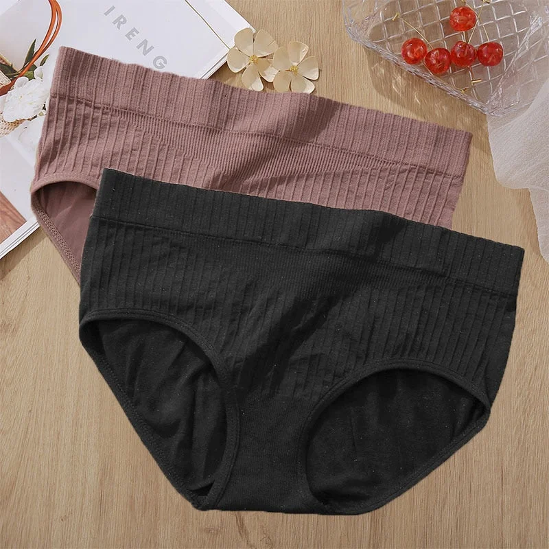 2PCS Panties Set Bodyshaper Panties Women's Underwear Sexy Briefs Female Underpants Seamless Pantys Intimates Lingerie 8 Colors