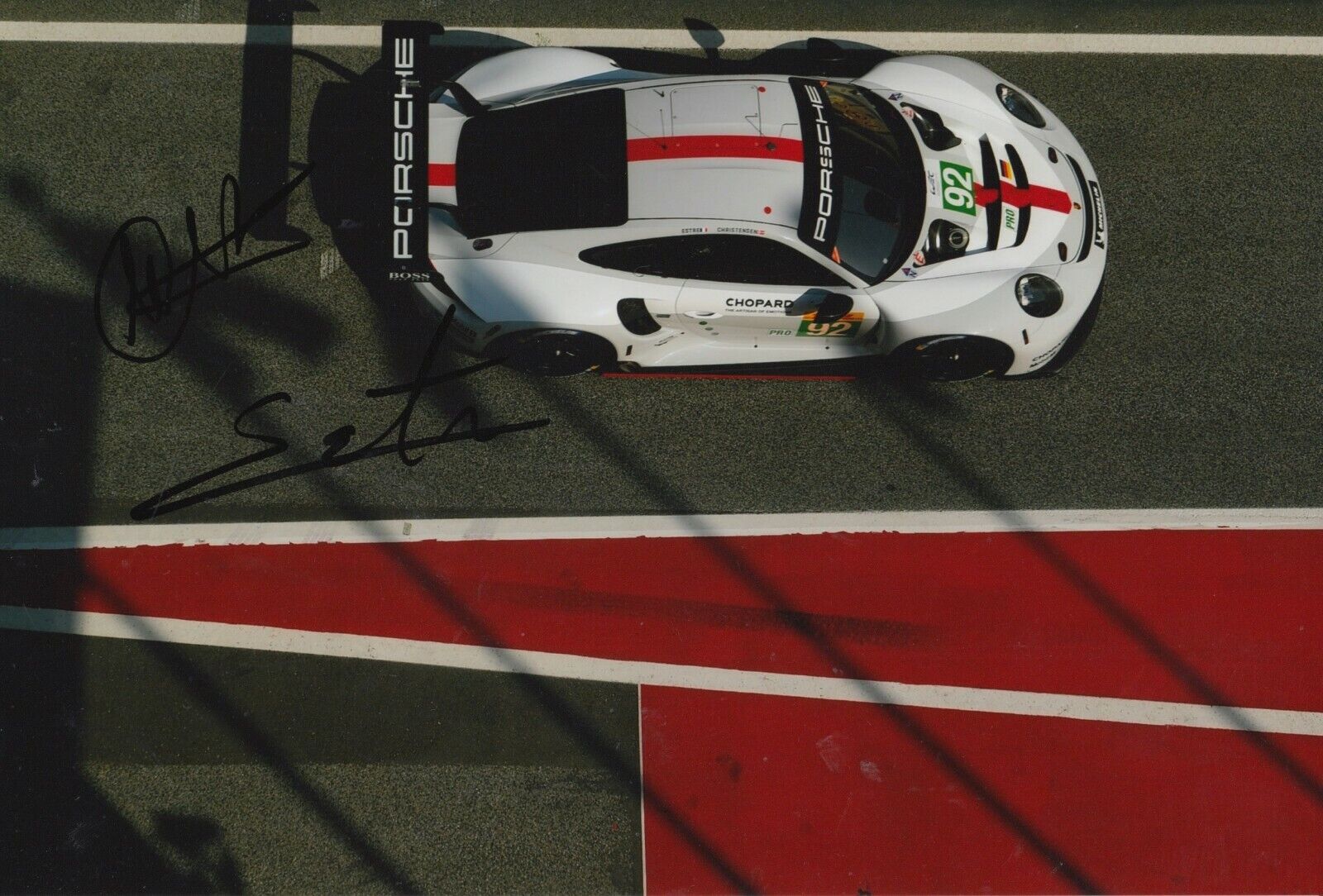 Christensen and Estre Hand Signed 12x8 Photo Poster painting - Le Mans Autograph Porsche.