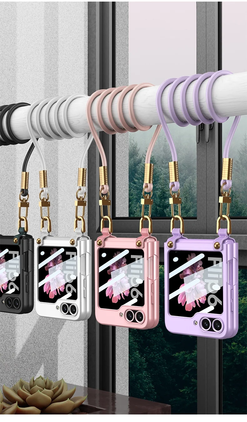 Suitable for Samsung Galaxy Z Flip5\6 Fashion Girls Ultra-thin Strap New Personality Crossbody Strap Mobile Phone Case