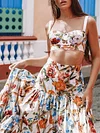 Floral-Print Underwired Bandeau Split Maxi Dress Suit