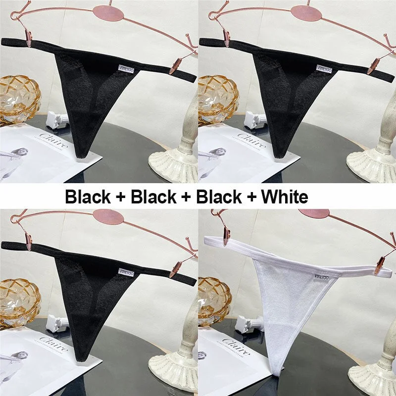 4PCS/Set Sexy G-String Women's Panties Cotton Underwear Lingerie for Female Underpants T-Back Panties Briefs Thong Intimates