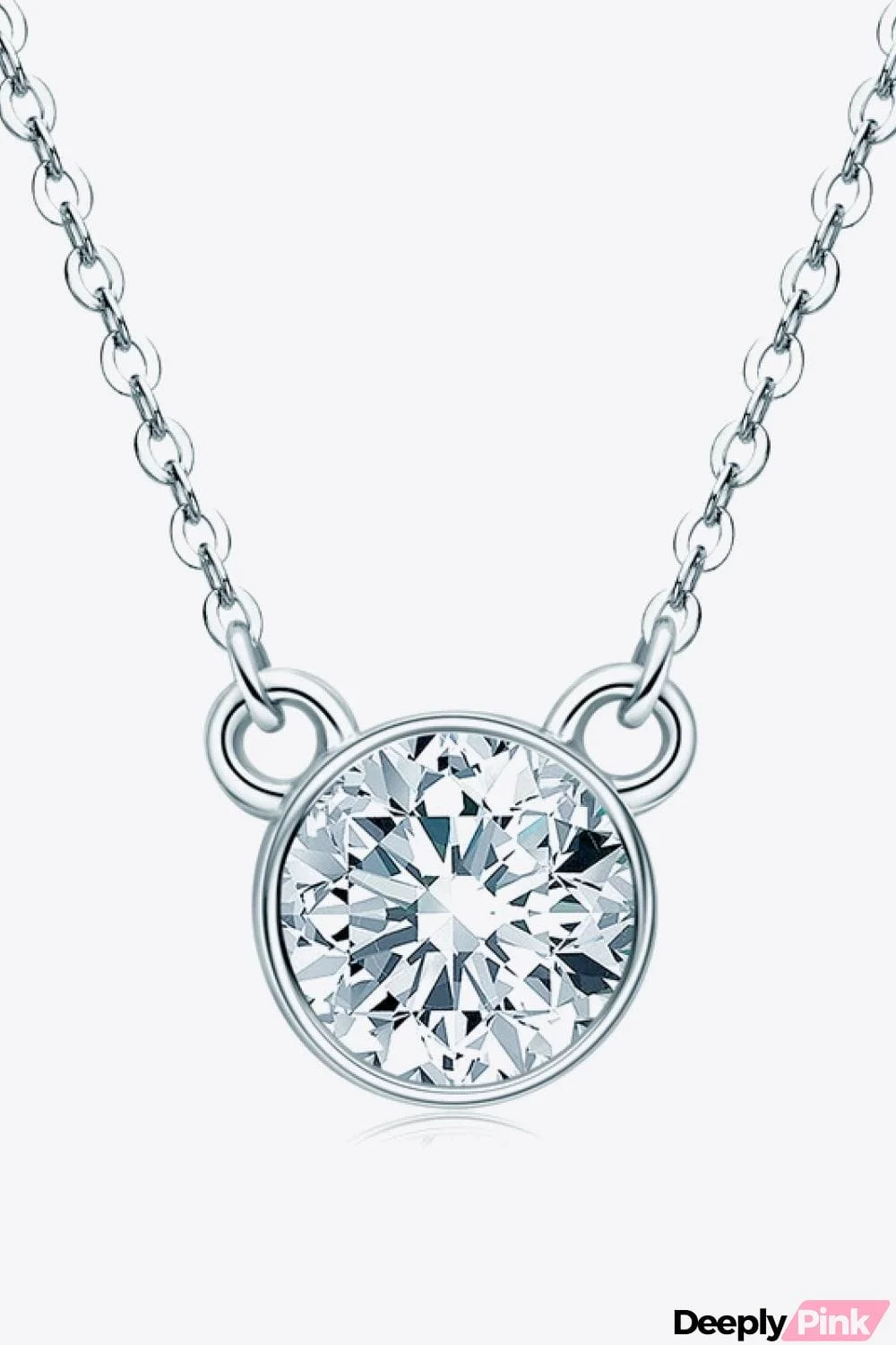 925 Sterling Silver 1 Carat Moissanite Round Pendant Necklace