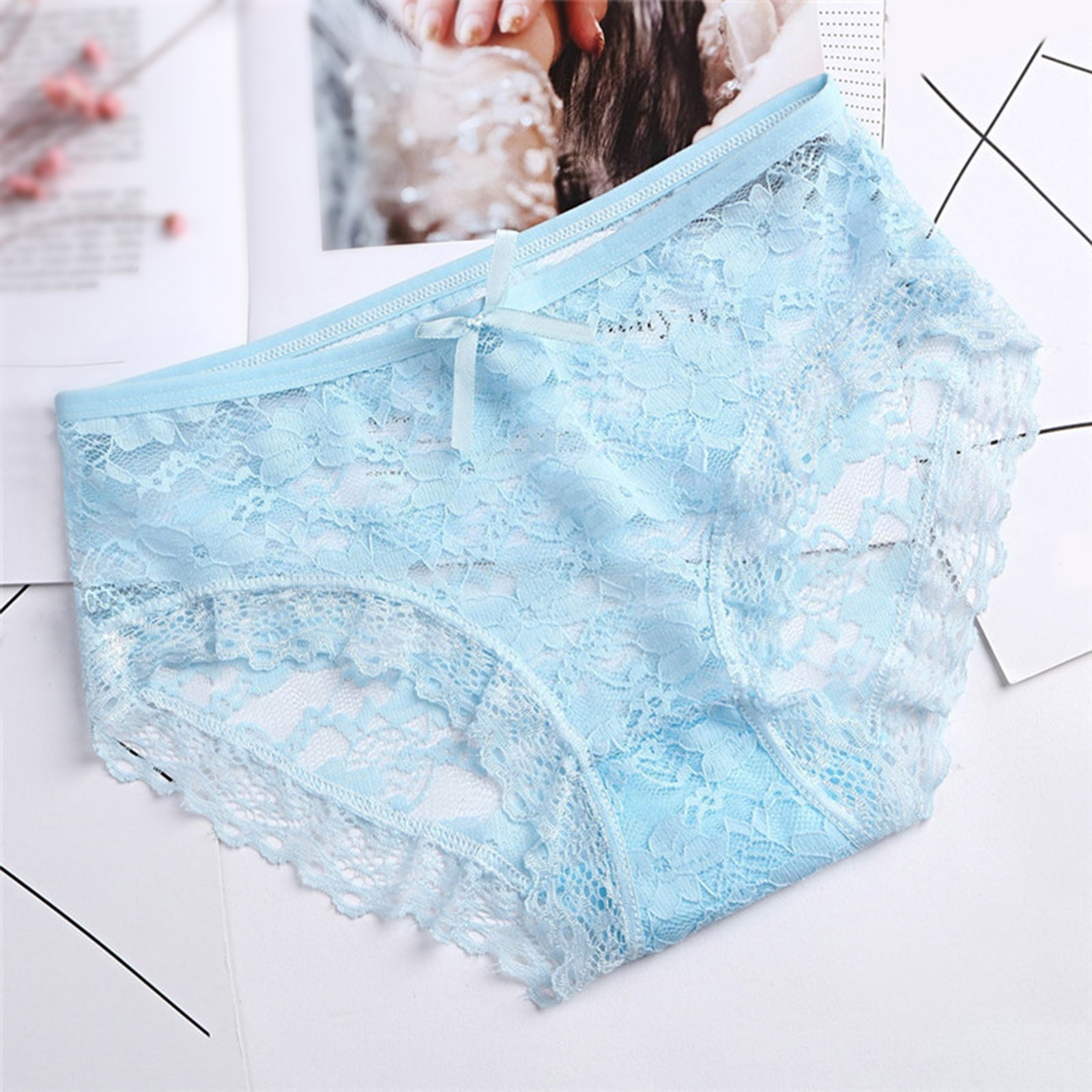 Ufawd Hollow Out Women's Lace Sexy Panties Women Lace Panties Underwear Sexy Hollow Mesh Trousers Bow Low Waist Panties трусы женские