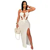 Women's Hot Sexy Knitted Halter Neck Backless Solid Color Dress