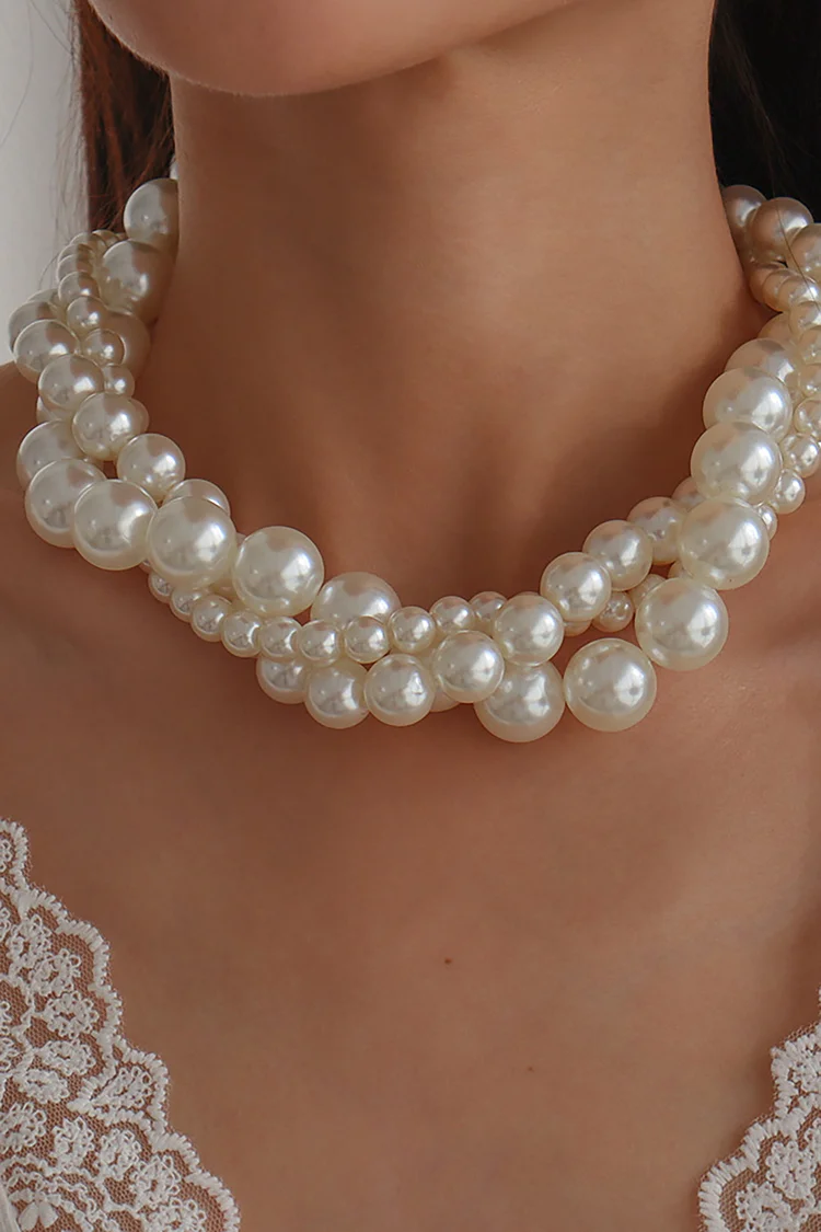 Elegant Simple Pearl Geometric Necklace