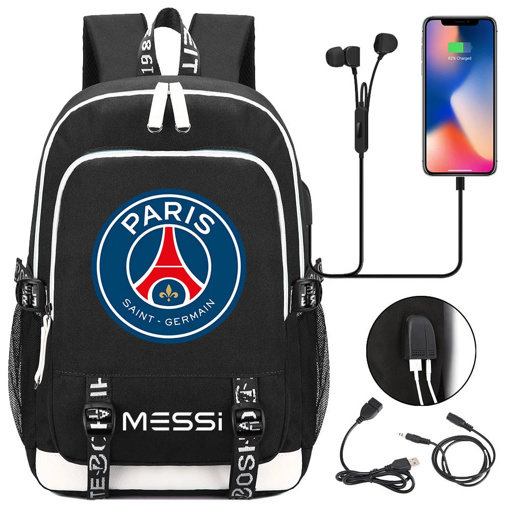 Buzzdaisy Get Your Little Messi Ready for School with our Lionel Messi Theme Backpack – Fits 15-inch Laptop, USB Charging Cable, and Ample Storage Space!