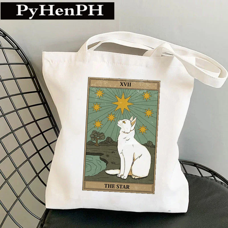 Kitten Tarot Card Shopper Bag The Lovers Cat Magic Kitty Shopping Canvas Bags