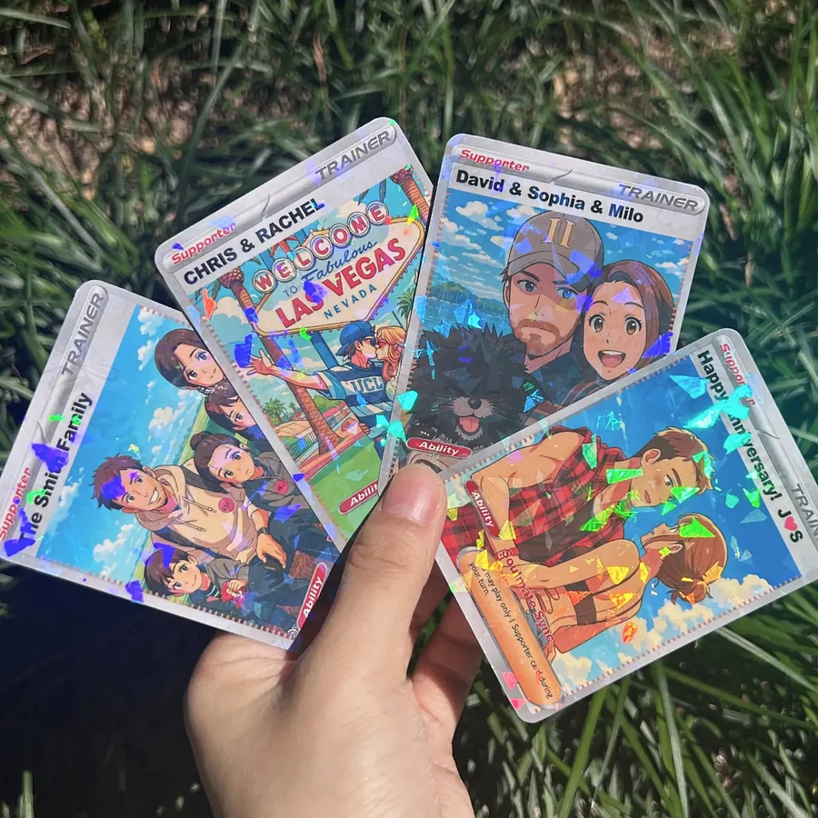Loveyoufancy Custom Anime PokeLove Trainer Card For Couples 