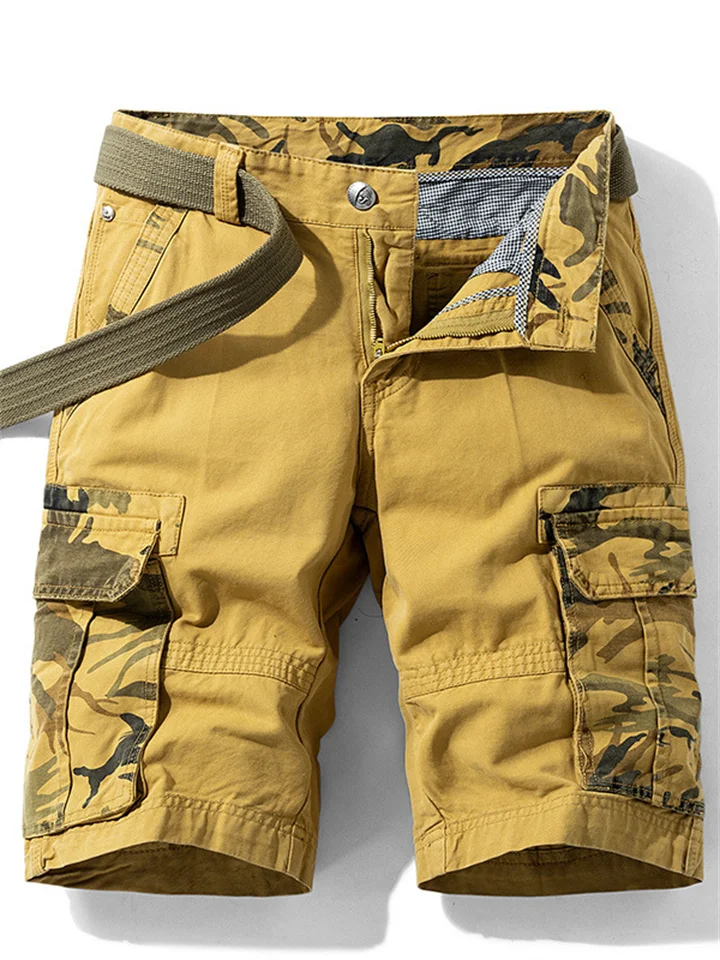Men's Hiking Cargo Shorts Hiking Shorts Shorts Bottoms Military Camo 10" Multi-Pockets Quick Dry Cotton Army Green Khaki Orange / Belts not included / Knee Length